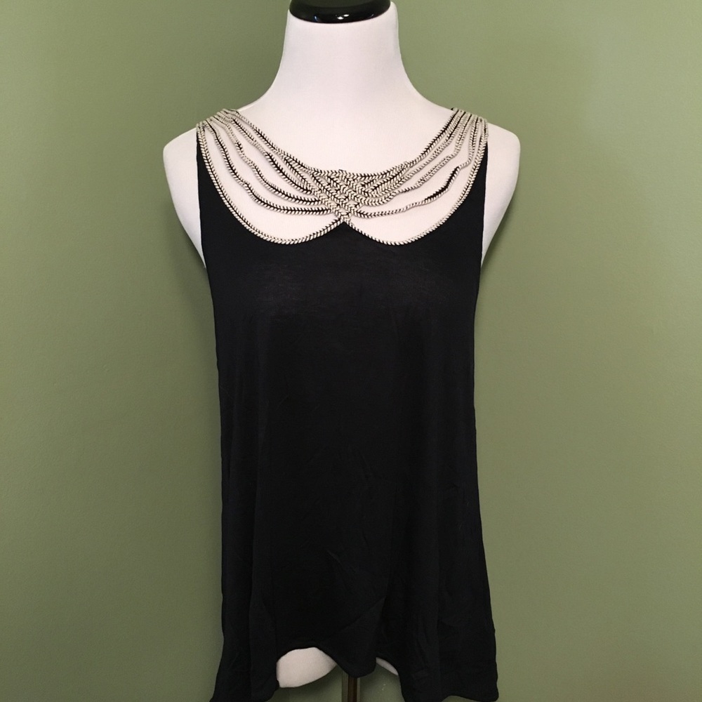ANTHROPOLOGIE Navy and Cream Tank Top